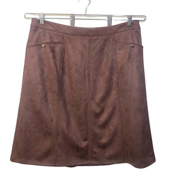 Croft & Barrow NWT Brown Mid-Rise Midi Skirt Buttoned Pockets Faux Suede Sz XXL - Picture 1 of 8